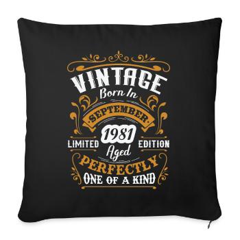 Vintage birthday gift born in September 1981 - Sofa pillowcase 17,3'' x 17,3'' (45 x 45 cm) - black - Front
