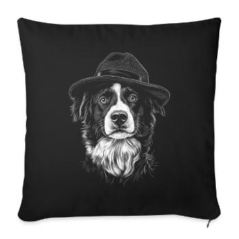 Border Collie Hut Hütehunde Hütehund Hunde - Sofakissenbezug 45 x 45 cm - Schwarz - Vorne