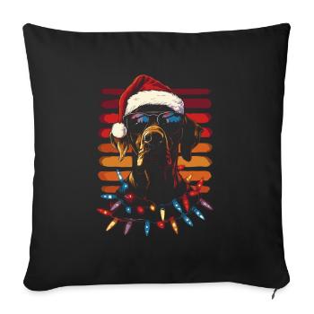Chapeau de Noël et lunettes de soleil Dogue allemand - Housse de coussin décorative 45 x 45 cm - noir - Devant