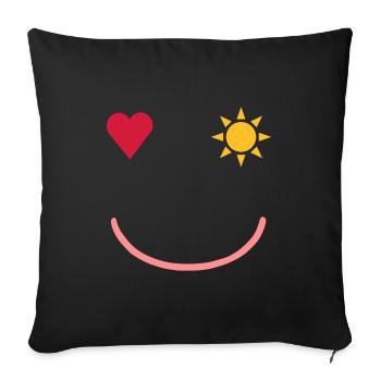 ★ Designfarben änderbar ★ Lächelndes Gesicht - Sofakissenbezug 45 x 45 cm - Schwarz - Vorne