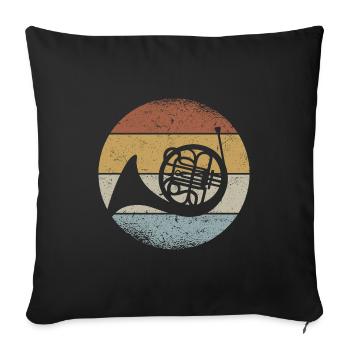 Retro French Horn Player Orchestra Horn Musician - Sofa pillowcase 17,3'' x 17,3'' (45 x 45 cm) - black - Front