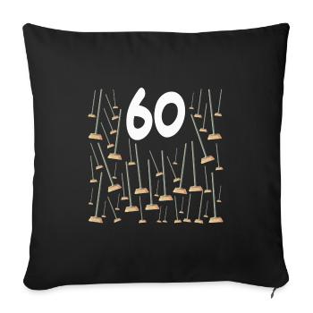 60 ans,60 Balais Anniversaire Humour - Housse de coussin décorative 45 x 45 cm - noir - Devant