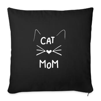 Cat MOM # cat mom # sweet cat # gift idea - Sofa pillowcase 17,3'' x 17,3'' (45 x 45 cm) - black - Front