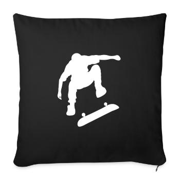 skate skate skater skateboard sk8 skaeing - Housse de coussin décorative 45 x 45 cm - noir - Devant