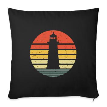 Phare Vintage Retro - Housse de coussin décorative 45 x 45 cm - noir - Devant
