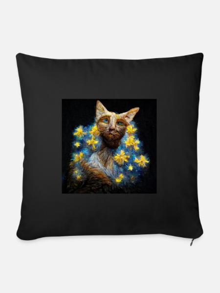 Katze - Engel - Transformation - Sofakissenbezug 45 x 45 cm - Schwarz