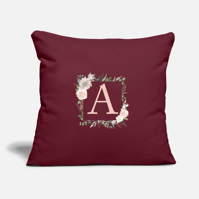 A Monogramm Eukalyptus-Boho Sofakissenbezug 45 x 45 cm