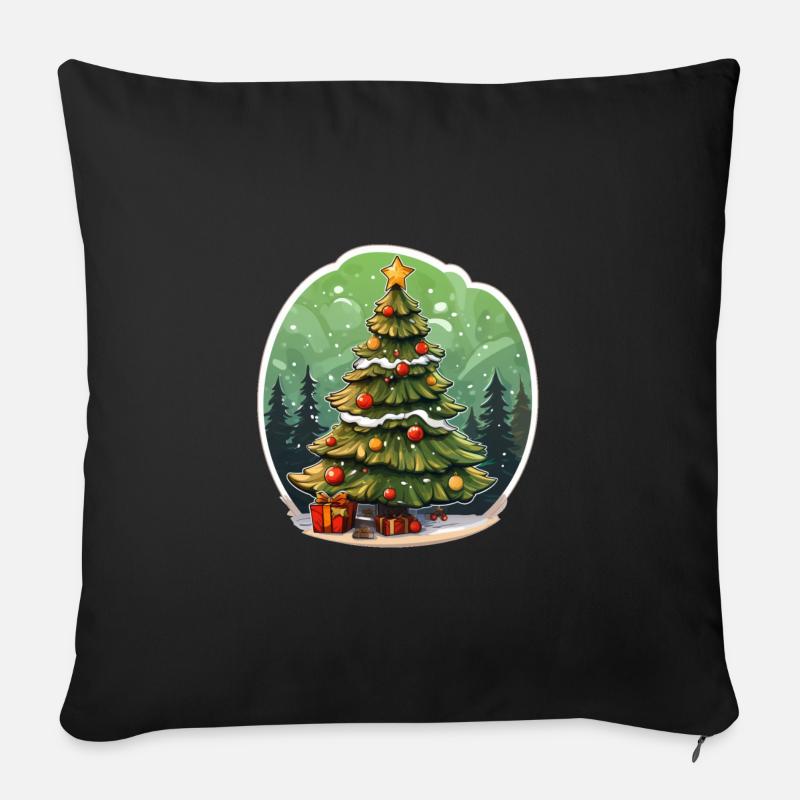 Weihnachtsbaum - Sofakissenbezug 45 x 45 cm - Schwarz