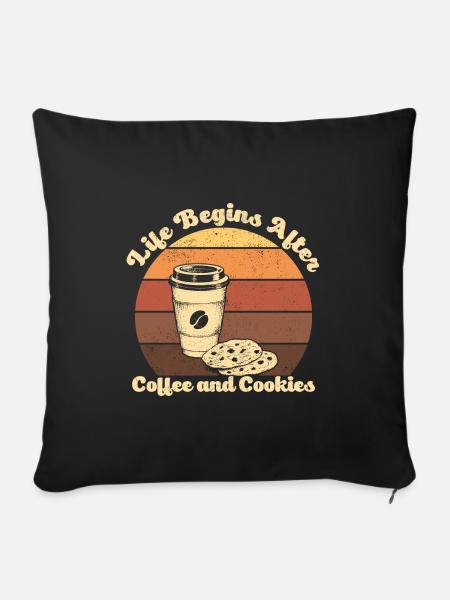 Retro Life Begins After Coffee And Cookies Vintage - Sofa pillowcase 17,3'' x 17,3'' (45 x 45 cm) - black