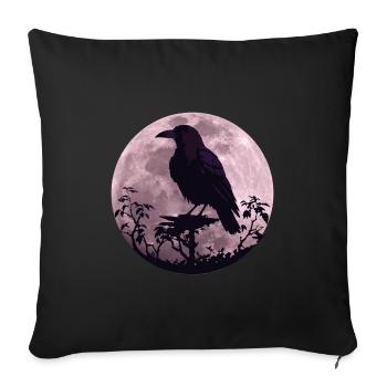 Raven in full moon light - Sofa pillowcase 17,3'' x 17,3'' (45 x 45 cm) - black - Front