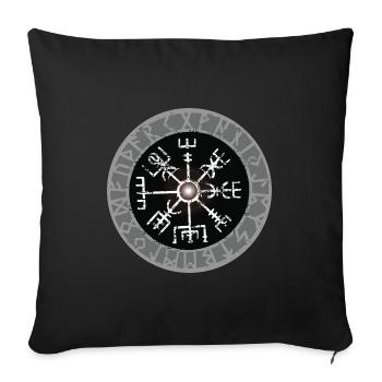 Boussole Viking blanche Valhalla Vegvisir - Housse de coussin décorative 45 x 45 cm - noir - Devant