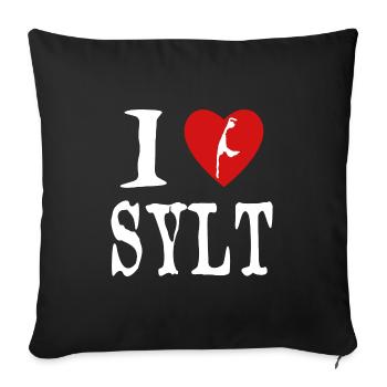 I love Sylt in the colours white and red - Sofa pillowcase 17,3'' x 17,3'' (45 x 45 cm) - black - Front