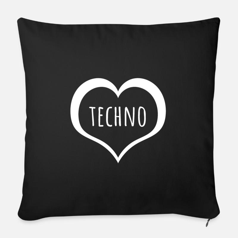 I love Techno - Sofakissenbezug 45 x 45 cm - Schwarz