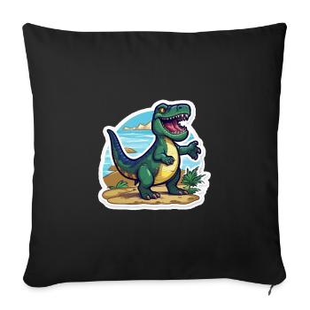 Le Trex Dino est en route - Housse de coussin décorative 45 x 45 cm - noir - Devant