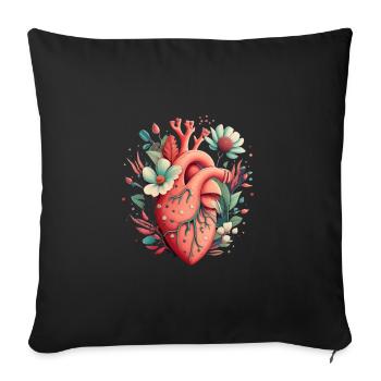 Coeur Bloom Botanique - Housse de coussin décorative 45 x 45 cm - noir - Devant