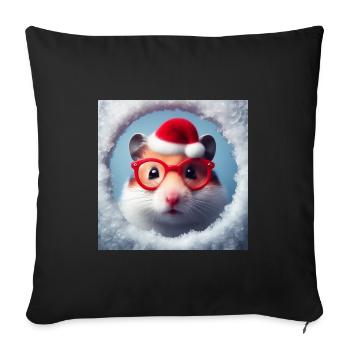 Hamster comme Père Noël - Housse de coussin décorative 45 x 45 cm - noir - Devant