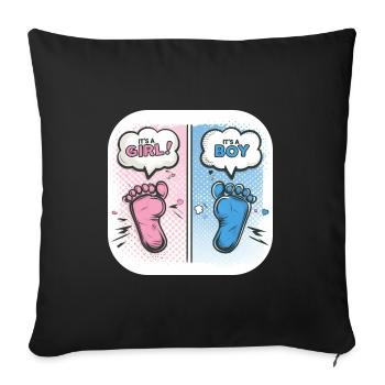 Füße Geschlecht Baby Junge oder Mädchen - Sofakissenbezug 45 x 45 cm - Schwarz - Vorne