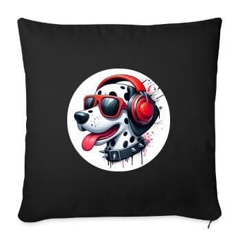 Dalmatiner Hund Flecken Schwarz Weiß Kopfhörer - Sofakissenbezug 45 x 45 cm - Schwarz - Vorne