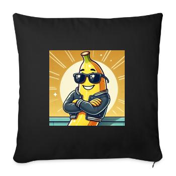 Coole Banane mit Lederjacke und Sonnenbrille - Sofakissenbezug 45 x 45 cm - Schwarz - Vorne