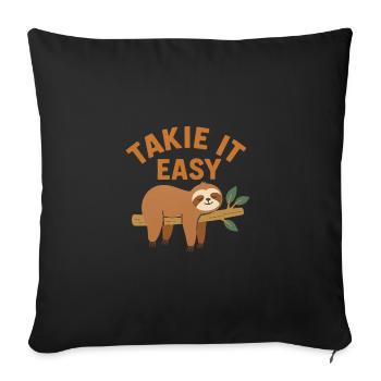 Take It Easy – Entspann dich wie ein Faultier - Sofakissenbezug 45 x 45 cm - Schwarz - Vorne