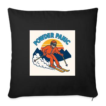 Powder Panic Retro Ski - Sofakissenbezug 45 x 45 cm - Schwarz - Vorne