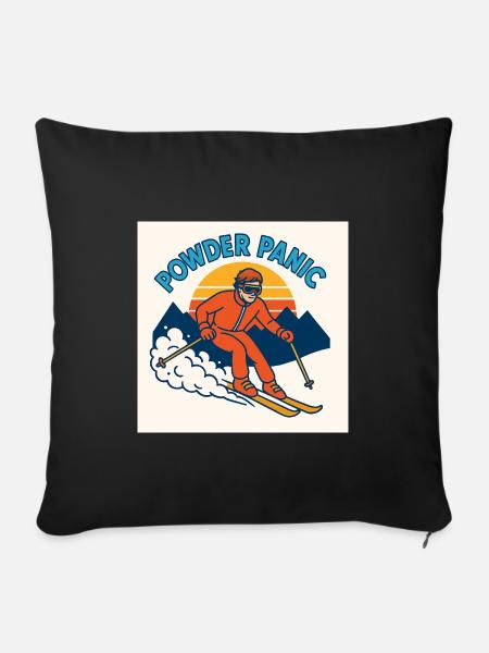 Powder Panic Retro Ski - Sofakissenbezug 45 x 45 cm - Schwarz