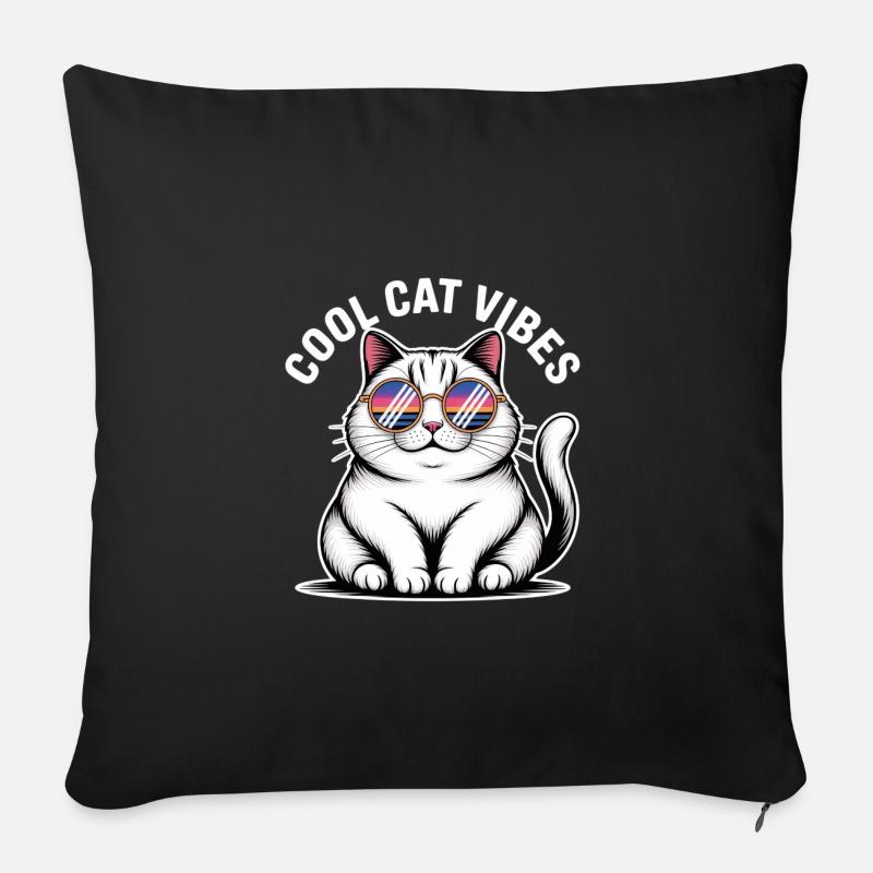 Buddy Cat mit Wave Schwimmbrille - Sofakissenbezug 45 x 45 cm - Schwarz
