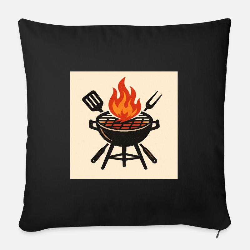 Feuriger Grillabend - Sofakissenbezug 45 x 45 cm - Schwarz