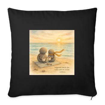 Sea Breeze Coffee Companions - Sofa pillowcase 17,3'' x 17,3'' (45 x 45 cm) - black - Front