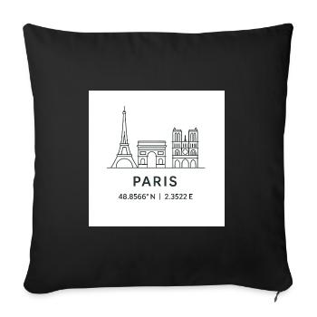 Paris Linienkunst Silhouette Wahrzeichen - Sofakissenbezug 45 x 45 cm - Schwarz - Vorne