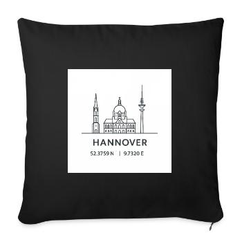 Silhouette d’art au trait de Hanovre Monument - Housse de coussin décorative 45 x 45 cm - noir - Devant
