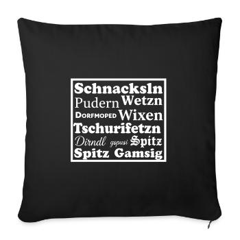 Mundart Österreich Typo Kollage Design - Sofakissenbezug 45 x 45 cm - Schwarz - Vorne