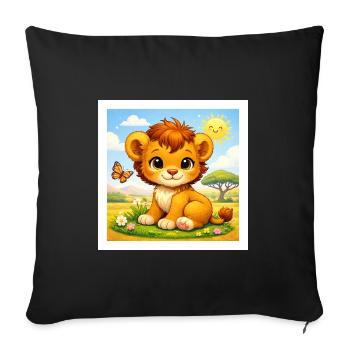 Sunny the Little Lion - Sofa pillowcase 17,3'' x 17,3'' (45 x 45 cm) - black - Front