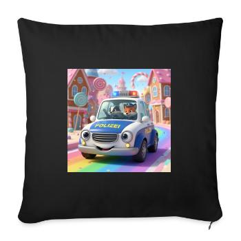 Polizei Abenteuer Zuckerstadt - Sofakissenbezug 45 x 45 cm - Schwarz - Vorne