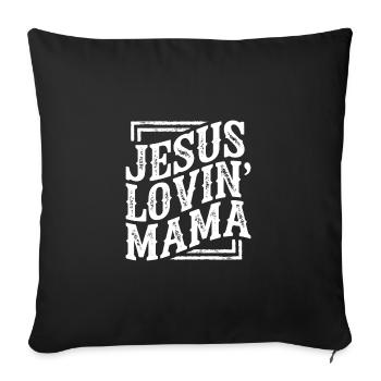 Jesus Love Mom Motif Faith God Church Bible - Sofa pillowcase 17,3'' x 17,3'' (45 x 45 cm) - black - Front