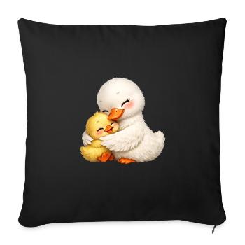 Mom duck cuddles with her baby - Sofa pillowcase 17,3'' x 17,3'' (45 x 45 cm) - black - Front