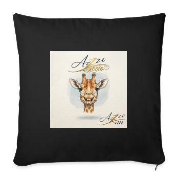 Girafe joyeuse dans le style aquarelle – Azzo - Housse de coussin décorative 45 x 45 cm - noir - Devant