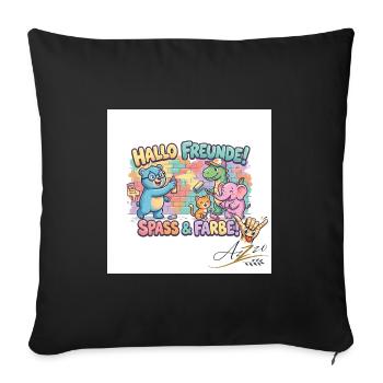 Hallo Freunde Spass und Farbe - Sofakissenbezug 45 x 45 cm - Schwarz - Vorne