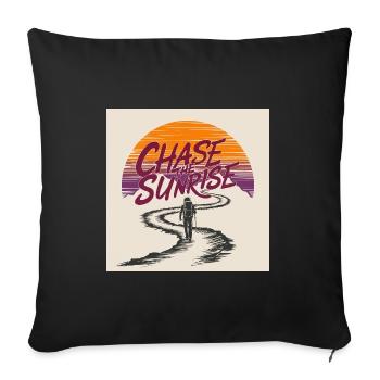 À la poursuite de l'aventure du lever du soleil - Housse de coussin décorative 45 x 45 cm - noir - Devant