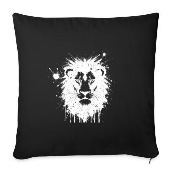 Lion en Gouttes d'Encre Blanc - Housse de coussin décorative 45 x 45 cm - noir - Devant