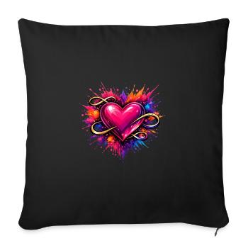 Heart with infinity sign and color explosion - Sofa pillowcase 17,3'' x 17,3'' (45 x 45 cm) - black - Front