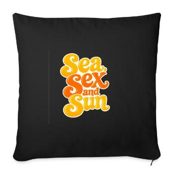 Sea, Sex and Sun - Sofa pillowcase 17,3'' x 17,3'' (45 x 45 cm) - black - Front
