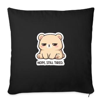 KuschelBär : Non. Toujours fatigué. - Housse de coussin décorative 45 x 45 cm - noir - Devant