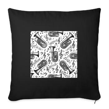 Tuba Noten und Musik Ornamente für Tubisten - Sofakissenbezug 45 x 45 cm - Schwarz - Vorne