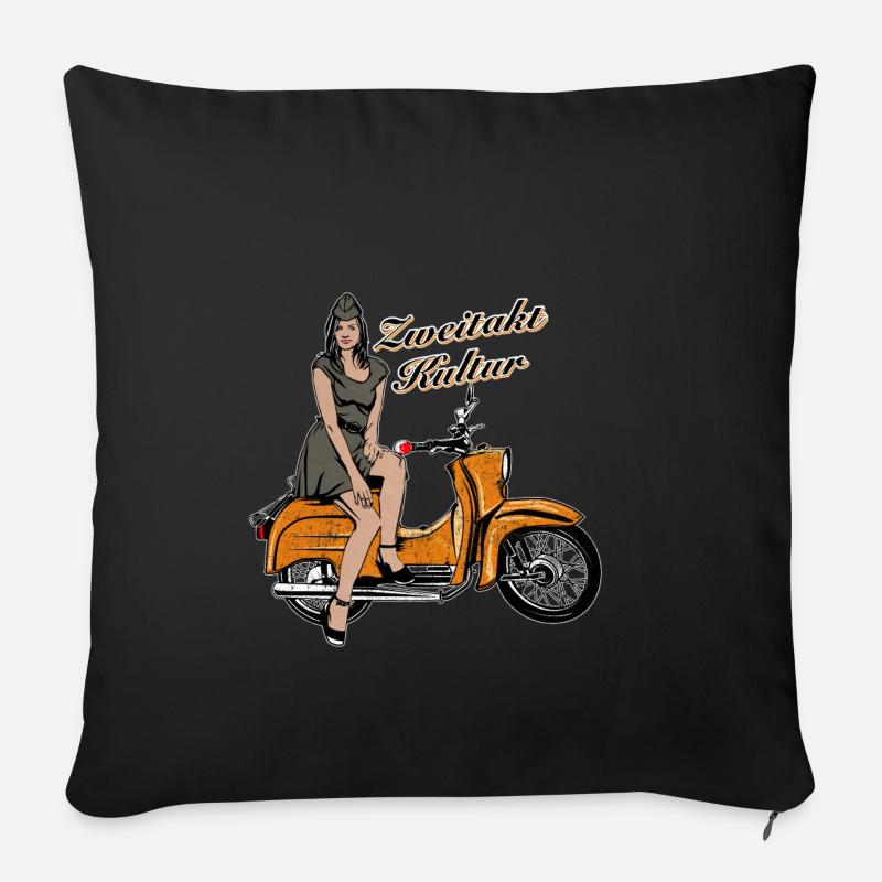 Simson Schwalbe KR51 Vintage Retro Verkehrsorange - Sofakissenbezug 45 x 45 cm - Schwarz