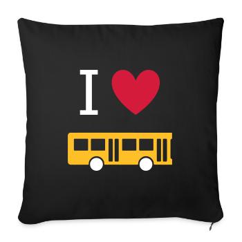 ★ Couleurs de conception modifiables ★ J'aime les bus - Housse de coussin décorative 45 x 45 cm - noir - Devant