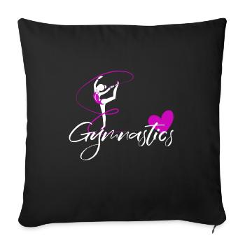 gymnastics floor gymnastics rhythmic sports gymnastics - Sofa pillowcase 17,3'' x 17,3'' (45 x 45 cm) - black - Front