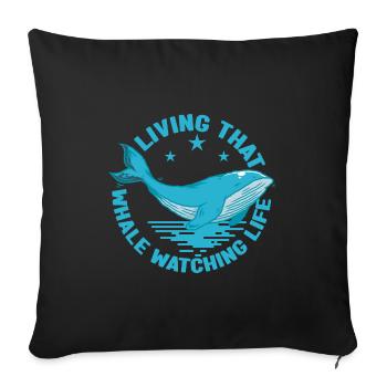 Vivre cette vie d’observation des baleines Cadeaux pour les amoureux des baleines - Housse de coussin décorative 45 x 45 cm - noir - Devant