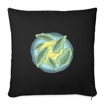 Spirale feuilles de chêne vert jaune bleu - Housse de coussin décorative 45 x 45 cm - noir - Devant