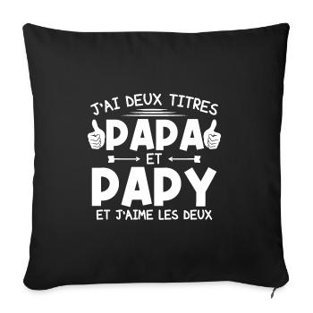 Papa et papy - Housse de coussin décorative 45 x 45 cm - noir - Devant